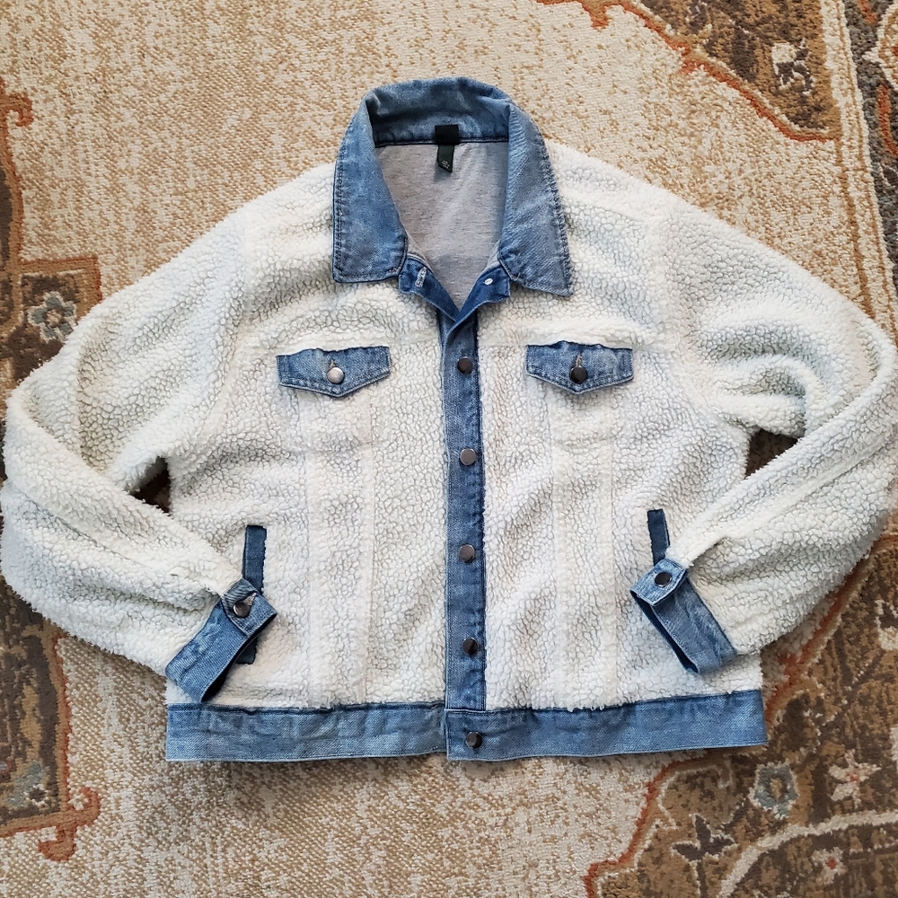 WILD FABLE Faux Sherpa Jersey Lined Jean Jacket XXL - Picture 9 of 9